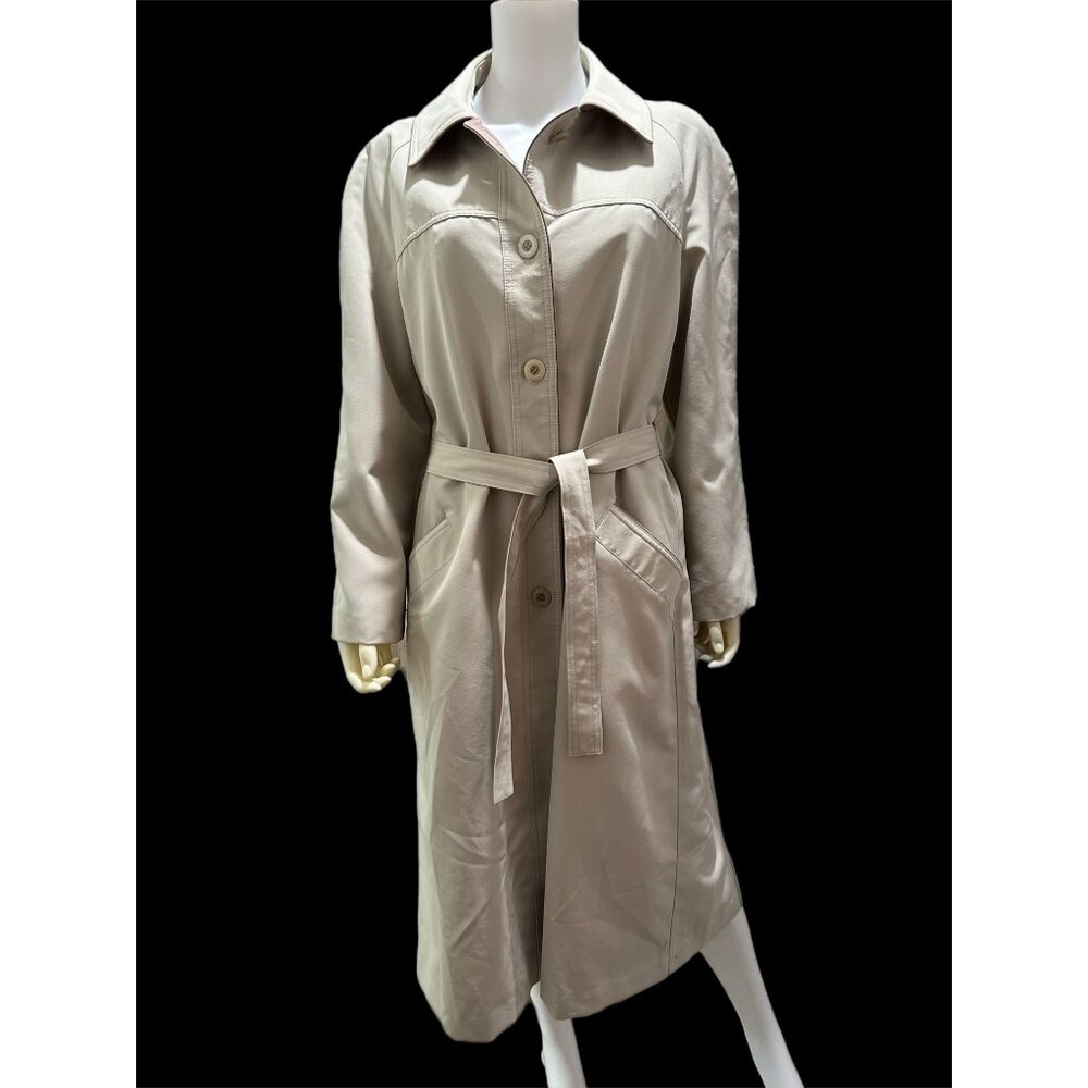 Windsor Bay JC Penney Women's Est. Large Beige Belted Trench Coat Union USA Vtg